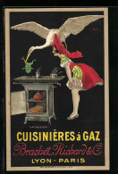 Carte De Représentant Lyon-Paris, Cuisinieres A Gaz, Brachte Richard & Cie., L.Excelsior Est Une Grande Cuisiniere A   - Unclassified