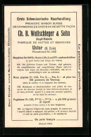 Vertreterkarte Uster, Erste Schweizer Haarhandlung Ch. B. Wullschleger & Sohn, Zopf-Fabrik, Florastr. 1552  - Zonder Classificatie