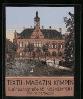 Vertreterkarte / Werbebillet Textil-Magazin Kempen, Kleinbahnstrasse 45, Aus Stoff Gewebt  - Unclassified