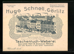Vertreterkarte Hugo Schnell Taschentuch-Weberei Aus Görlitz, Blick Auf Das Firmengebäude  - Unclassified