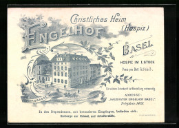 Werbebillet Engelhof Christliches Heim (Hospiz) Basel, Stiftsgasse 1, Blick Auf Das Haus, Rückseite Mit Stadtplan  - Unclassified
