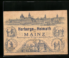 Werbebillet Herberge Zur Heimath In Mainz, Rentengasse 3 /5, Abschied Von Den Eltern, Lehre, Rückkher Zu Den Eltern  - Unclassified