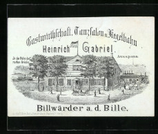 Werbebillet Gastwirschaft, Tanzsalon Und Kegelbahn Billwärder A. D. Bille, Von Heinrich Gabriel  - Unclassified