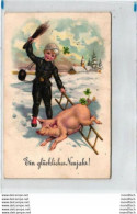 Ein Glückliches Neujahr 193? - Schornsteinfeger Und Schwein - Kleeblätter - New Year