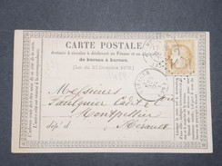 FRANCE - Carte Postale Précurseur De Lasalle Pour Montpellier En 1873 , Affranchissement Cérès - L 9255 - Precursor Cards