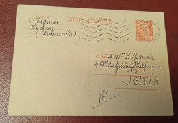 ENTIER POSTAL CARTE POSTALE MARIANNE DE GANDON 1954 12 Francs Orange Sur Chamois N° 885 - CP1 Cachet SEDAN (08) - Standard Postcards & Stamped On Demand (before 1995)