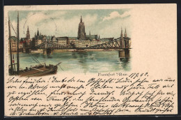 Lithographie Frankfurt A. Main, Uferpartie Mit Kirche Und Brücke  - Frankfurt A. Main