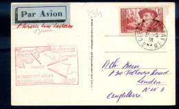 060524   YVERT N°  384   1ER JOUR SUR CARTE + POSTE AERIENNE - 1940-1949