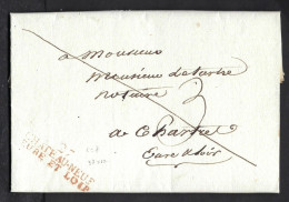 CHATEAU-NEUF 27, Marque Linéaire En Rouge 10 Sept  1806,  Taxée 3D,  Très Belle - 1801-1848: Précurseurs XIX
