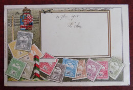 Cpa Représentation Timbres Pays ; Hongrie - Briefmarken (Abbildungen)