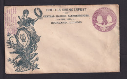 1894 - 2 C. Ganzsache "Drittes Sängerfest Highland..." - Ungebraucht - Musik