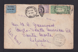 1934 - 20 Und 50 C. Auf Luftpostbrief Ab San Francisco Nach Kolumbien - Briefe U. Dokumente