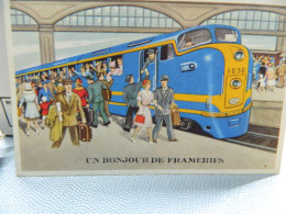 FRAMERIES:  UN BONJOUR DE FRAMERIES AVEC UN TRAIN DIESEL ET UN QUAI DE GARE TRES ANIME - Frameries