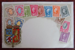 Cpa Représentation Timbres Pays ; Suède - Stamps (pictures)