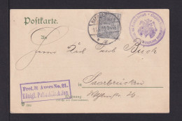 1903 - 2 Pf. Dienst Auf Dienst-Orts-Karte Saarbrücken - Brieven En Documenten