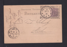 1885 - Hoster-Maschinenstempel Berlin C2 Auf Ganzsache Nach Aachen - Covers & Documents