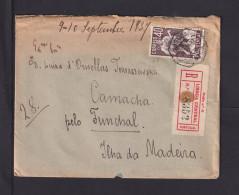 1937 - 3x 40 C. Auf Einschreibbrief Ab Lisboa Nach FUNCHAL - Briefe U. Dokumente