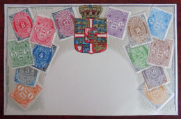 Cpa Représentation Timbres Pays ; Danemark - Briefmarken (Abbildungen)