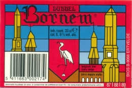 Oud Etiket Bier Bornem Dubbel - Brouwerij / Brasserie Bios Te Ertvelde - Cerveza