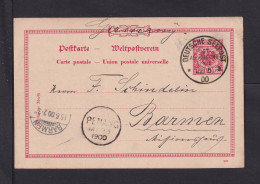 1900 - 10 Pf. Deutsche Ganzsache Aus MALAKKA Mit Deutschem Schiffspoststempel Via Penang Nach Bremen - Sonstige & Ohne Zuordnung