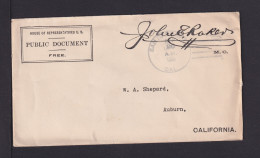 1911 - Portofreier Dienstbrief Mit Signum "John E. Baker" Nach Auburn - Storia Postale