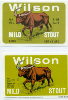 2 Verschillende Oude Etiketten Bier Wilson Mild Stout - Brouwerij / Brasserie Bios Te Ertvelde - Bière