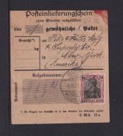 1921 - 50 Pf. Germania Auf Posteinlieferungsschein Für Paket Ab Barmen Nach USA - Briefe U. Dokumente