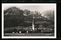 AK Ellmau In Tirol, Ortsansicht Gegen Das Kaisergebirge  - Autres & Non Classés