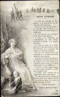CPA Französische Soldaten, Betende Frau, Gedicht Von Henri Lavedan, Mon Credo - Other & Unclassified