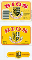 2 Verschillende Oude Etiketten Bier Bios Vlaamse Bourgogne 75cl - Brouwerij / Brasserie Bios Te Ertvelde - Beer