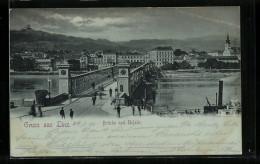 Mondschein-AK Linz, Brücke Und Urfahr  - Sonstige & Ohne Zuordnung