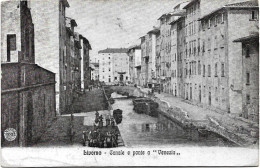 1917-Livorno Canale E Ponte A " Venezia ", Viaggiata Francobollo Asportato - Livorno