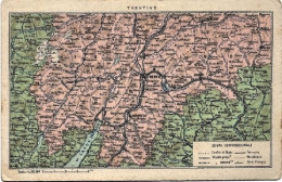 Cartolina Carta Geografica Del Trentino - Carte Geografiche
