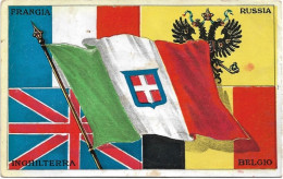 Cartolina Militare A Soggetto Patriottico Bandiere Dell'asse,viaggiata - Heimat