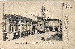 1905-Badia Polesine P.zza Vittorio Emanuele,Municipio E Torre Dell'orologio, Pie - Rovigo