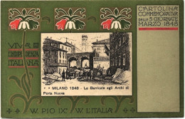 1898-Milano Cartolina Liberty Commemorativa Delle 5 Giornate " Le Barricate Agli - Patriotic