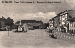 1913-Savigliano Cuneo, Carri E Abitanti In Piazza Vittorio Emanuele II, Monument - Cuneo