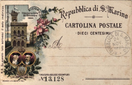 1894-Repubblica San Marino, Cartolina 10 Centesimi Ricordo Inaugurazione 1894 - Ganzsachen
