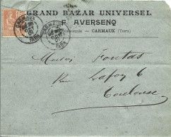 74 --- Lettre 81 CARMAUX Grand Bazar Universel F.Aversenq - 1900 – 1949