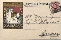 1918-Milano Farmacia Polli, Cartolina Pubblicitaria Stile Liberty Viaggiata - Werbepostkarten