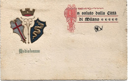 1893-Milano Mediolanum Un Saluto Dalla Citta', Cartolina Viaggiata - Embroidered