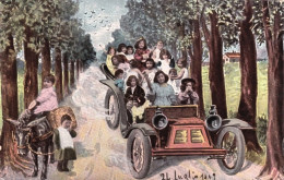 1912-bambini Con Auto Ed Asino Cartolina Viaggiata - Humorous Cards