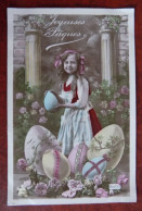 Cpa Fête Joyeuses Pâques - Fille - Oeufs - Easter