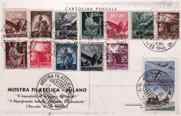 1946-Mostra Filatelica Di Milano Con Bella Affrancatura Varia+erinnofilo - 1946-60: Marcofilie