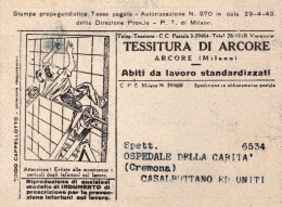 1949-cartolina Antifortunistica Tessitura Arcore Milano Viaggiata - Health