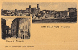 1925ca.-citta' Della Pieve, Perugia, Panorama E Piazza Del Plebiscito, Non Viagg - Perugia