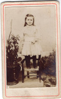 Photo CDV D'une Jeune Fille élégante Avec Sa Poupée Posant Dans La Cours De Sa Maison - Anciennes (Av. 1900)