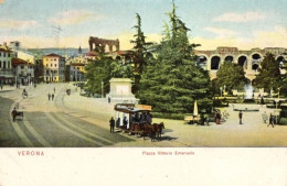 1906-Verona, P.zza Vittorio Emanuele Con Tram, Viaggiata - Verona