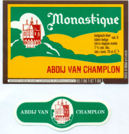 Oud Etiket Bier Monastique Abdij Van Champlon - Brouwerij / Brasserie Bios Te Ertvelde - Bière