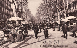 1933-Spagna Barcellona Rambla De San Josè , Cartolina Viaggiata - Sonstige & Ohne Zuordnung